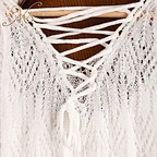 polyester crochet white dress